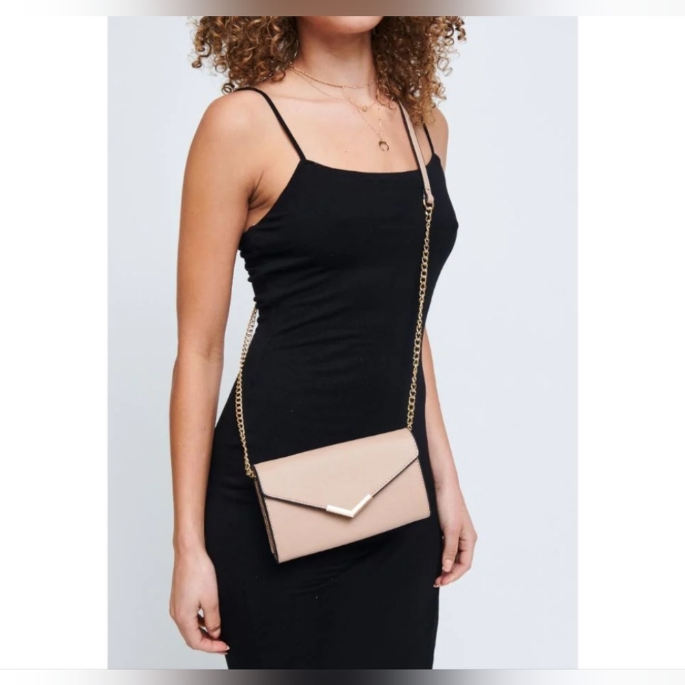 Urban Expressions Pink Crossbody Purse Vegan Leather Gold Chain